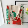 Gran Venta Verano Nuevo Bolso de Punto Rayado de Color Contrastante Bolso de Hombro de Gran Capacidad Japonés y Coreano Bolso Tote Bolso de Mano para Viajes