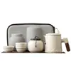 Bolsa de Viaje Portátil Color Blanco Crema, juego de Una Olla Cuatro Tazas, para Camping al Aire Libre, Taza para Coche y Expreso, Tetera, Taza de Negocios