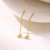 Colgante de Trébol de Cuatro Hojas Estrella Mariposa Borla Hilo para Oreja Moda Popular Europea y Americana para Mujer Diseño Sencillo Joyería Pendientes Accesorios