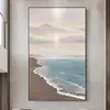 Pintura al Óleo Pintada a Mano Paisaje Marino al Amanecer Pintura con Textura Estéreo Decoración para Sofá de Sala de Estar Pintura para Pasillo de Entrada Colgante