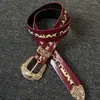 Cinturón Vintage de Segunda Mano con Estampado de Leopardo Borgoña y Hebilla Dorada, Cinturón Versátil de Estilo Retro de Nicho para Hombres y Mujeres