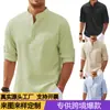 Camisa de Manga Larga con Cuello Alto de Botones a Cuadros de Piña para Hombre Europea y Americana 2023 Camisa Casual para Hombre Venta al por Mayor