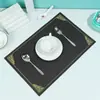 Mantel Individual Bordado de PVC con Patrón de Cuero de Vaca para Restaurantes Chinos y Occidentales, Mantel Impermeable y Aislante al Calor, Vajilla de Estilo Minimalista Moderno Mesa de Comedor