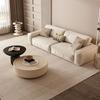 Sofá de tela esquinero minimalista italiano para apartamento grande, sala de estar, estilo silencioso, color crema, tecnología creativa, sofá de tela en ángulo oblicuo