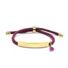 Pulseira de Corda de Mão Multicor Transfronteiriça Europeia e Americana Material em Branco Pronto para Uso Acessórios de Diamante Roxo Rosa Gravação Presente Pulseira de Aço Inoxidável