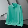 Camisa preta de seda gelada de verão e outono masculina com drapeado de manga comprida para usar por baixo, não amassa, modelagem solta, casual, com babado, camisa cinza bonita para meninos