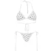 Biquíni Sexy Personalizado Moda Cruz Hot Diamond Europeu e Americano Transfronteiriço Feminino com Tiras Divididas Sexy Roupa de Banho Atacado