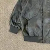 Ropa infantil transfronteriza: Chaqueta de cuero unisex con cuello acanalado y hilo metálico, piel suave, nueva colección otoño 2026, moderna y versátil, corte holgado