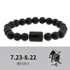 Doce Pulseras de Signos del Zodiaco para Hombres y Mujeres, Pulseras Elásticas de Piedra Volcánica para Parejas, Joyería con Diseño Estilo Ins, Suministro Transfronterizo