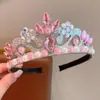 Faixa de Cabelo Infantil Coroa Tiara Frozen Elsa Princesa Tiara Pérola Faixa de Cabelo Tiara Vestido de Performance Adereços para Fotos