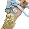 Cadena para Teléfono Móvil de Oro Puro 999 Fortuna de Pino Colgante de Bolsillo Gato de la Fortuna Llavero Colgante para Coche Regalo