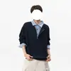 Nuevo a cuadros engrosados patchwork falso dos piezas para hombre marca de moda retro diseño juvenil sentido versátil casual holgado manga larga