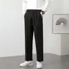 Pantalones de hombre fluidos para otoño e invierno, modernos, ajustados, de forro polar, casuales, rectos, holgados, pantalones de traje fluidos