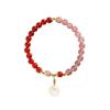 [Paz y Alegría] Pulseras Badu Primavera y Verano, Pulseras de Ágata Roja del Sur y Cuarzo Rosa, Colgantes con Cierre de Seguridad, Pulseras para Mejores Amigas
