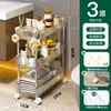 Pequeno carrinho de armazenamento, prateleira de armazenamento móvel de piso para cozinha, prateleira de armazenamento multicamadas para lanches e banheiro