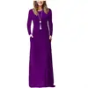 Otoño e Invierno 2021 Vestido de Bolsillo de Manga Larga Vestido Amazon AliExpress Color Sólido Vestido Largo
