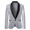 2026 Novo Comércio Exterior Transfronteiriço Jaqueta Brilhante com Acabamento Glossy Amazon Compra Moda Masculina Lantejoula Terno Blazer Único