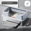 Bandeja de Arena para Gatos de Acero Inoxidable Abierta con Borde Alto Sobredimensionada Antisalpicaduras Profundizada Semi-cerrada Inodoro para Gatos Suministros para Mascotas