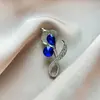 Broche Borboleta de Vidro de Luxo de Alto Padrão Transfronteiriço, Cristal Retro Incrustado com Diamantes, Elegante e Estiloso Broche para Blazer de Terno para Mulheres