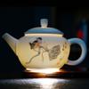 Tetera de Porcelana Blanca Jade Grasa de Cordero Juego de Té Kung Fu Juego Completo para Hacer Té en el Hogar Caja de Regalo Regalo de Negocios Elegante de Alta Gama