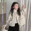 Roupas infantis coreanas: roupas de inverno forradas com fleece e espessadas para meninas, com design de fleece dupla face, e jaquetas quentes acolchoadas com algodão para meninos