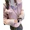 Suéter de Dos Piezas Rosa de Punto Trenzado Estilo Coreano Zeng Xiaoxian para Mujer, Camisa de Otoño e Invierno con Top de Punto Debajo