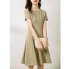 ¡Tan texturizado! Elegante vestido de fibra de triacetato para mujer, nuevo estilo de verano 2026, vestido de manga corta de longitud media