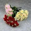 Flores artificiales personalizadas para bodas, flores artificiales de rosa de 18 cabezas para decoración del hogar, ramo de novia de seda