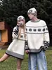 Suéter de Tricô Jacquard Estilo Coreano Estilo Preguiçoso Masculino Outono e Inverno Solto Pulôver de Veludo Ártico Tops Casuais para Casal