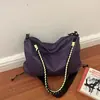 Bolso bandolera grande de cuerda tejida a cuadros finos con cordón, correa ancha plisada para el hombro, bolso de mano, bolso de hombro casual de moda callejera
