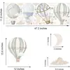Adesivos de parede de balão de ar quente aquarela, nuvem e estrela, adesivos decorativos para quarto de criança e quarto de bebê, decalques de parede autoadesivos e removíveis