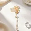 Nuevo Peine para el Cabello con Borla de Flor China Adornos de Alto Nivel Estilo Antiguo Exquisito Recogido Pasador Hanfu Accesorios de Moda Venta al por Mayor