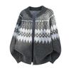 Cárdigan Fair Isle Tejido para Hombre Estilo Otoño e Invierno Retro Imitación de Visón Estilo Étnico Suave Textura Cera Chaqueta de Punto