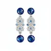 Aretes Redondos y Collar de Flor con Incrustaciones de Diamantes Estilo Francés, Aretes Estilo Corte Vintage, Set de Joyería Exagerado de Lujo Ligero y de Gama Alta