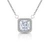 Transmisión en Vivo Venta Caliente Gema de Color Flash Diamante de Alto Carbono Corte Flor de Hielo Princesa Cuadrado Collar Cadena Clavícula Moda Transfronteriza Europea y Americana para Mujer
