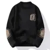 Suéter de Gola Redonda Transfronteiriço para Homens, Veludo Engrossado, Outono e Inverno Chenille Peça Única Camisa de Base Tricô de Veludo para Homens, Roupa de Inverno