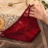258# roupa íntima feminina de malha de cintura baixa renda sexy seda gelo listrada algodão feminina plus size versão europeia e americana