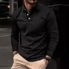 Polo Fitness Muscular Alta Elasticidade Gola Lapela Roupa de Trabalho Personal Trainer Esportivo Slim-Fit Manga Longa Respirável Secagem Rápida