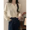 Cárdigan redondo suave estilo coreano OEM, tejido de punto suave para primavera y otoño, agradable a la piel, chaqueta exterior corta holgada