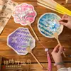 Abanico de Pintura Tejido de Bambú Personalizado, Kit de Materiales DIY Hecho a Mano, Tejido de Ratán, Abanico Redondo Estilo Chino, Abanico de Tule, Regalo para el Festival de Medio Otoño