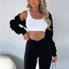 Xale feminino de cor sólida para comércio exterior, colete externo vazado para primavera e outono, blusa externa de alça feminina SU3464