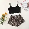 Camisola sin mangas fina transfronteriza europea y americana, top y pantalones cortos, ropa para el hogar, conjunto de dos piezas, pijamas, pijamas de mujer