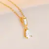 Amazon Moda Transfronteriza Simple Colgante de Zirconia en Forma de Gota Agrupada Collar de Acero Inoxidable Joyería de Regalo de Nicho para Mujeres