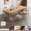 Mesa de Comedor con Núcleo de Madera Maciza Estilo Nuevo 2025 Sala de Estar Hogar Mesa Larga y Sillas Combinación Apartamento Pequeño Mesa de Comedor Rectangular Simple
