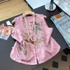 Garantia de Qualidade Seda Redutora de Idade Nova Mãe Estilo Chinês Novo Primavera/Outono Botão Sapo Bordado Jacquard Colete Retrô Camisole Top Feminino