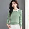 Camisa básica de malha casual da moda para mães, novo suéter de inverno para mulheres de meia-idade, suéter da moda de primavera e outono para mulheres de meia-idade e idosas