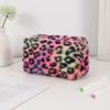 Estojo de Lápis de Couro Preto Ins Bolsa de Cosméticos Feminina de Grande Capacidade Portátil para Viagem Bolsa de Armazenamento Exquisita Estampa de Leopardo Bolsa de Mão de Nicho