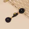 Botón Qipao nuevo estilo nacional chino botón de rana hilo tejido a mano envuelto en hilo bobina de cuenta dorada incienso doble botón cola larga botón de tela de una sola letra accesorios