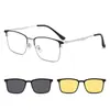Gafas de Sol Polarizadas con Clip Magnético Tres en Uno de Metal Nuevo Transfronterizas Marco de Cejas Marco para Miopía de Hombre Fabricante Venta al por Mayor