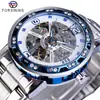 Reloj forsining moda para hombre casual clásico popular hueco pedrería manual reloj mecánico entrega de una pieza